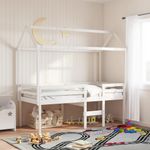 Casa si Gradina - Mobilier - Paturi si accesorii - Paturi - Pat inalt cu acoperis, alb, 90x190 cm, lemn masiv de pin - Infinity.ro