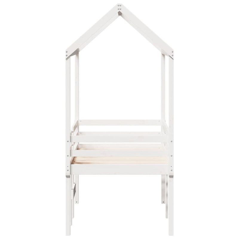 Casa si Gradina - Mobilier - Paturi si accesorii - Paturi - Pat inalt cu acoperis, alb, 90x190 cm, lemn masiv de pin - Infinity.ro