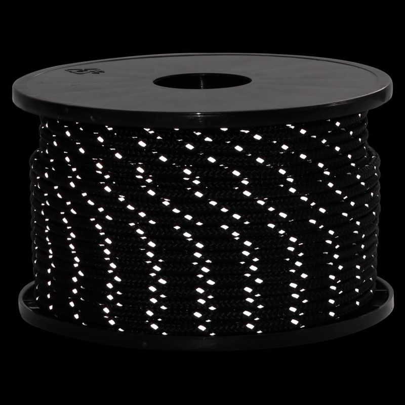 Sport si Outdoor - Camping - Accesorii corturi - Funie pentru cort cu benzi reflectorizante și chei, 50 m, 5 mm, negru - Infinity.ro