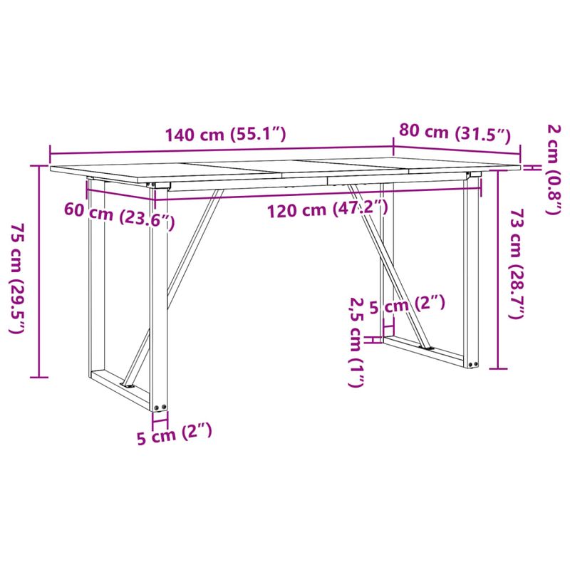 Casa si Gradina - Mobilier - Mese si birouri - Mese bucatarie si dining - Masa de bucatarie, cadru O, 140x80x75cm lemn masiv pin si fonta - Infinity.ro