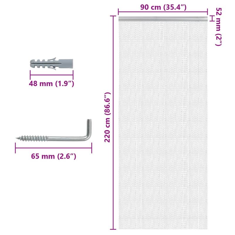 Casa si Gradina - Textile si covoare - Rulouri si jaluzele - Paravan de usa cu lant, 90x220 cm, aluminiu - Infinity.ro