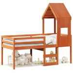 Casa si Gradina - Mobilier - Paturi si accesorii - Paturi - Pat inalt cu acoperis, maro ceruit, 75x190 cm, lemn masiv pin - Infinity.ro