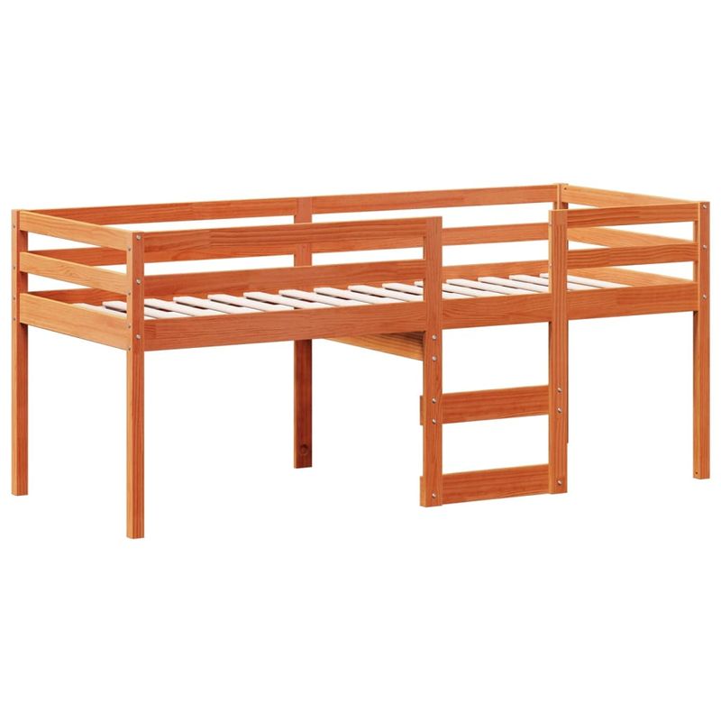 Casa si Gradina - Mobilier - Paturi si accesorii - Paturi - Pat inalt cu acoperis, maro ceruit, 75x190 cm, lemn masiv pin - Infinity.ro