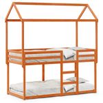 Casa si Gradina - Mobilier - Paturi si accesorii - Paturi - Pat supraetajat cu acoperis maro ceruit 90x200cm lemn masiv pin - Infinity.ro