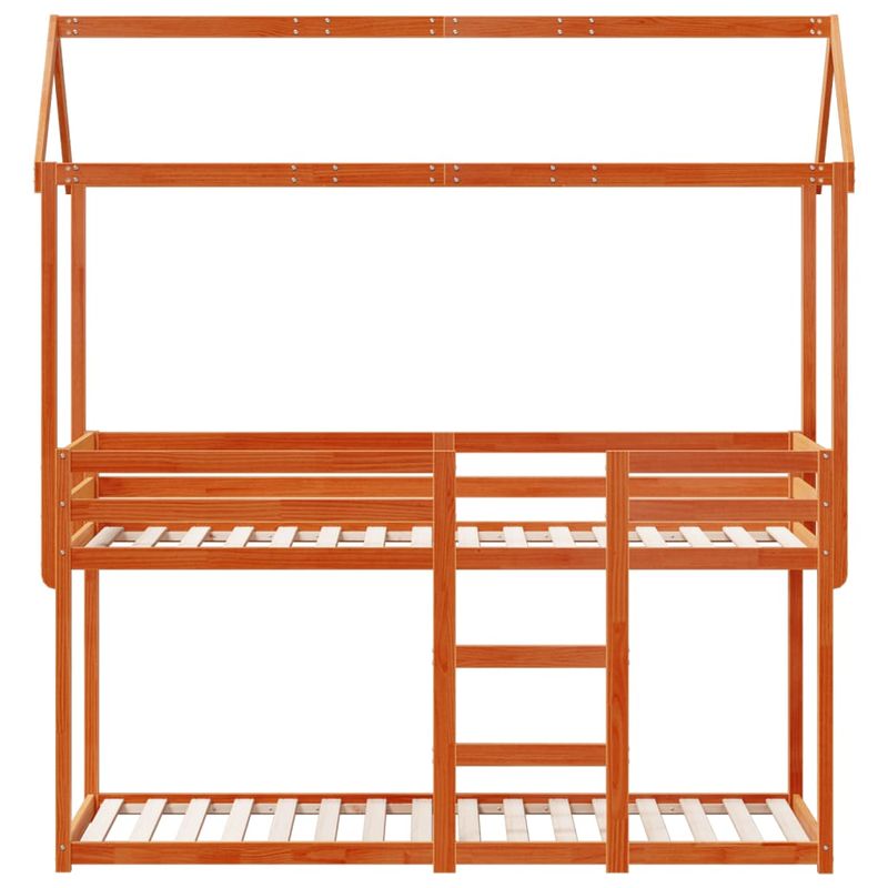 Casa si Gradina - Mobilier - Paturi si accesorii - Paturi - Pat supraetajat cu acoperis maro ceruit 90x200cm lemn masiv pin - Infinity.ro