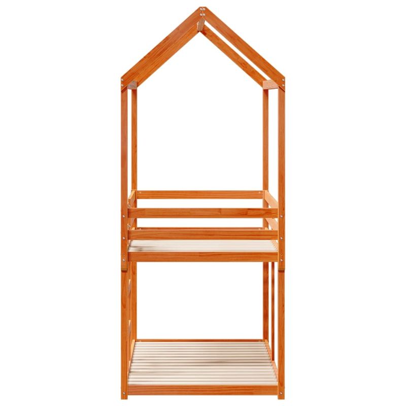 Casa si Gradina - Mobilier - Paturi si accesorii - Paturi - Pat supraetajat cu acoperis maro ceruit 90x200cm lemn masiv pin - Infinity.ro