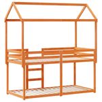 Casa si Gradina - Mobilier - Paturi si accesorii - Paturi - Pat supraetajat cu acoperis maro ceruit 90x200cm lemn masiv pin - Infinity.ro