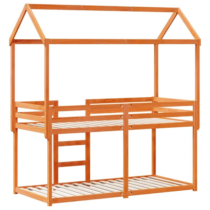 Casa si Gradina - Mobilier - Paturi si accesorii - Paturi - Pat supraetajat cu acoperis maro ceruit 90x200cm lemn masiv pin - Infinity.ro