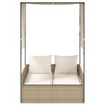 Casa si Gradina - Gradina si terasa - Mobilier exterior - Scaune si sezlonguri gradina - Sezlong de plaja dublu cu acoperis si perdele, bej, poliratan - Infinity.ro