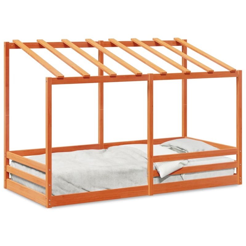 Casa si Gradina - Mobilier - Paturi si accesorii - Paturi - Acoperis pat de copii, maro ceruit, 100x200 cm, lemn masiv pin - Infinity.ro