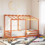 Casa si Gradina - Mobilier - Paturi si accesorii - Paturi - Acoperis pat de copii, maro ceruit, 100x200 cm, lemn masiv pin - Infinity.ro