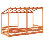 Casa si Gradina - Mobilier - Paturi si accesorii - Paturi - Acoperis pat de copii, maro ceruit, 100x200 cm, lemn masiv pin - Infinity.ro