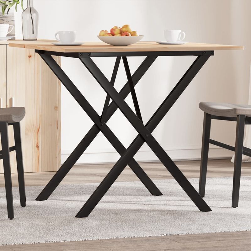 Casa si Gradina - Mobilier - Mese si birouri - Mese bucatarie si dining - Masa de bucatarie, cadru X, 80x80x75 cm lemn masiv pin si fonta - Infinity.ro