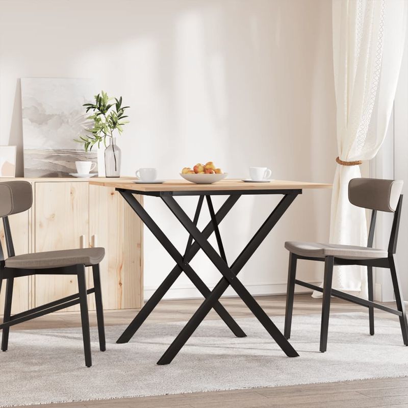 Casa si Gradina - Mobilier - Mese si birouri - Mese bucatarie si dining - Masa de bucatarie, cadru X, 80x80x75 cm lemn masiv pin si fonta - Infinity.ro