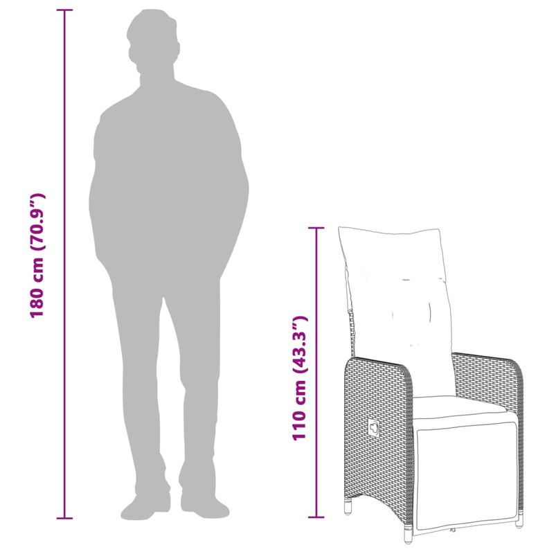 Casa si Gradina - Gradina si terasa - Mobilier exterior - Scaune si sezlonguri gradina - Scaun de gradina rabatabil cu masa, 2 buc., poliratan, model cu suport pentru picioare și masă - Infinity.ro