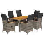 Casa si Gradina - Gradina si terasa - Mobilier exterior - Seturi mobila gradina - Set mobilier de gradina cu perne, 7 piese, gri, poliratan - Infinity.ro