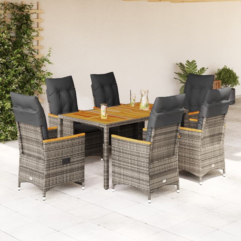 Casa si Gradina - Gradina si terasa - Mobilier exterior - Seturi mobila gradina - Set mobilier de gradina cu perne, 7 piese, gri, poliratan - Infinity.ro