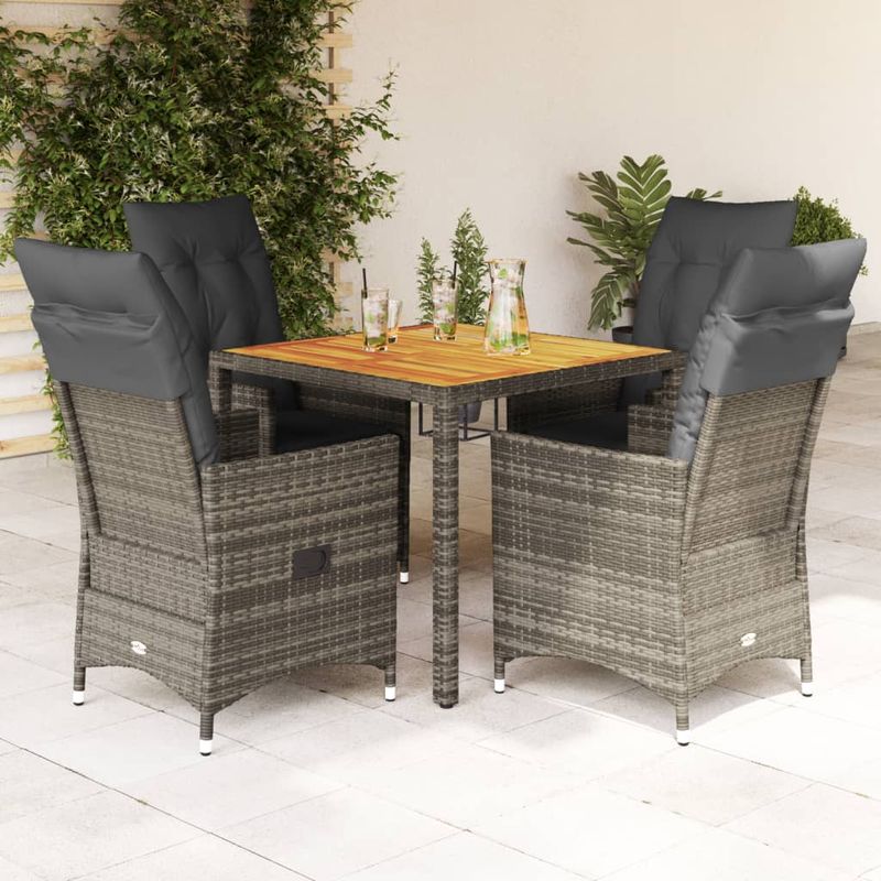 Casa si Gradina - Gradina si terasa - Mobilier exterior - Seturi mobila gradina - Set mobilier de gradina cu perne, 5 piese, gri, poliratan - Infinity.ro