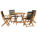 Casa si Gradina - Gradina si terasa - Mobilier exterior - Seturi mobila gradina - Set mobilier de gradina 5 piese polipropilena neagra/lemn masiv - Infinity.ro