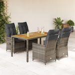 Casa si Gradina - Gradina si terasa - Mobilier exterior - Seturi mobila gradina - Set mobilier de gradina cu perne, 5 piese, gri, poliratan - Infinity.ro
