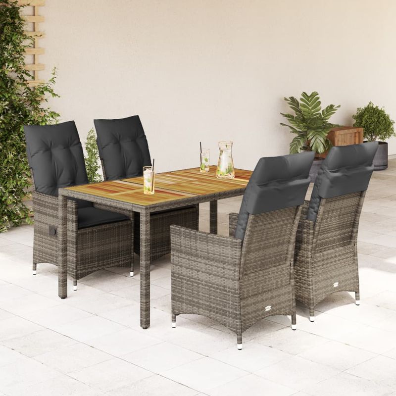 Casa si Gradina - Gradina si terasa - Mobilier exterior - Seturi mobila gradina - Set mobilier de gradina cu perne, 5 piese, gri, poliratan - Infinity.ro