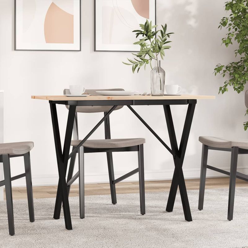 Casa si Gradina - Mobilier - Mese si birouri - Mese bucatarie si dining - Masa de bucatarie, cadru X, 100x50x75cm lemn masiv pin si fonta - Infinity.ro