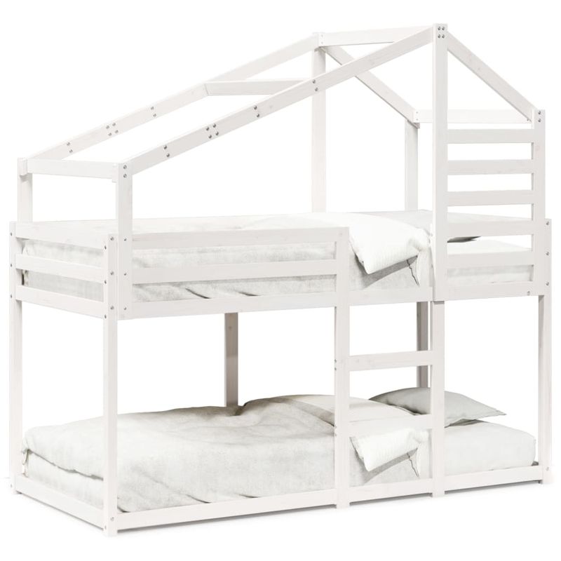 Casa si Gradina - Mobilier - Paturi si accesorii - Paturi - Pat supraetajat cu acoperis, alb, 80x200 cm, lemn masiv de pin - Infinity.ro