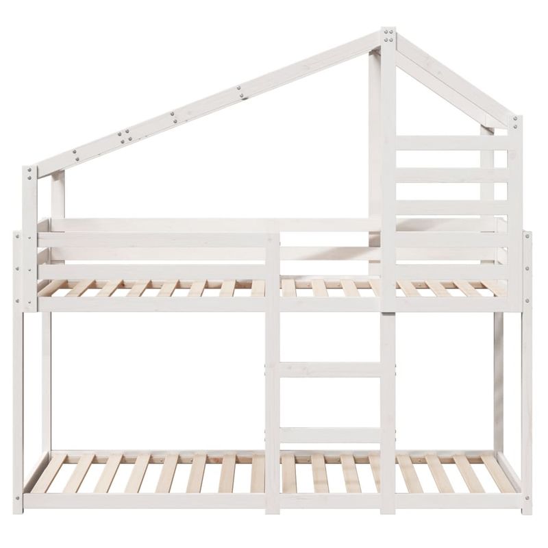 Casa si Gradina - Mobilier - Paturi si accesorii - Paturi - Pat supraetajat cu acoperis, alb, 80x200 cm, lemn masiv de pin - Infinity.ro