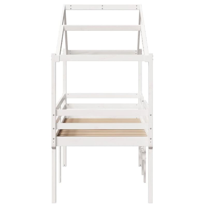 Casa si Gradina - Mobilier - Paturi si accesorii - Paturi - Pat inalt cu acoperis, alb, 80x200 cm, lemn masiv de pin - Infinity.ro