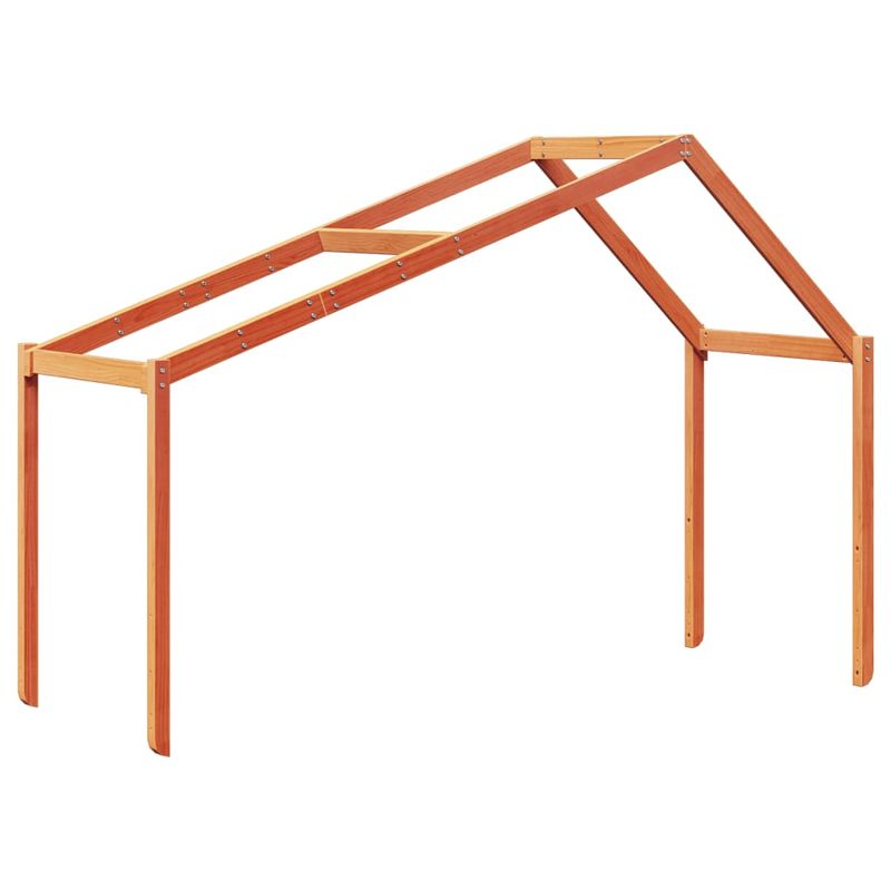 Casa si Gradina - Mobilier - Paturi si accesorii - Paturi - Pat inalt cu acoperis, maro ceruit, 75x190 cm, lemn masiv pin - Infinity.ro