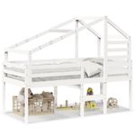 Casa si Gradina - Mobilier - Paturi si accesorii - Paturi - Pat inalt cu acoperis, alb, 75x190 cm, lemn masiv de pin - Infinity.ro