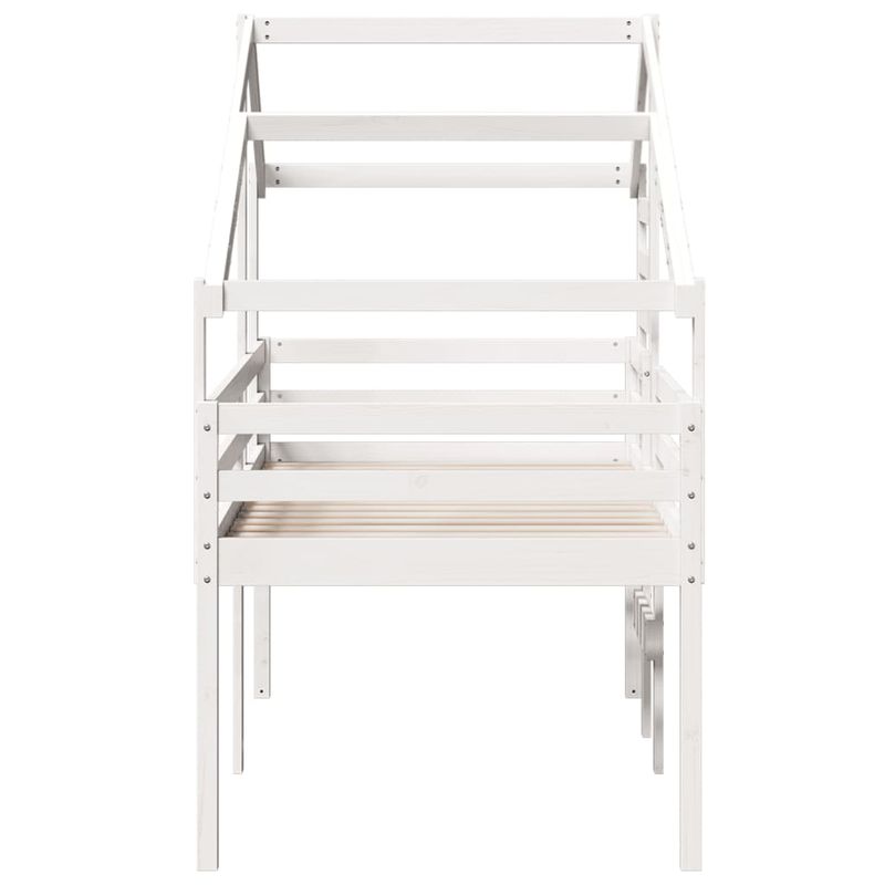 Casa si Gradina - Mobilier - Paturi si accesorii - Paturi - Pat inalt cu acoperis, alb, 75x190 cm, lemn masiv de pin - Infinity.ro