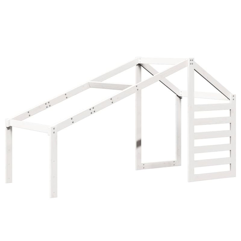 Casa si Gradina - Mobilier - Paturi si accesorii - Paturi - Pat inalt cu acoperis, alb, 75x190 cm, lemn masiv de pin - Infinity.ro