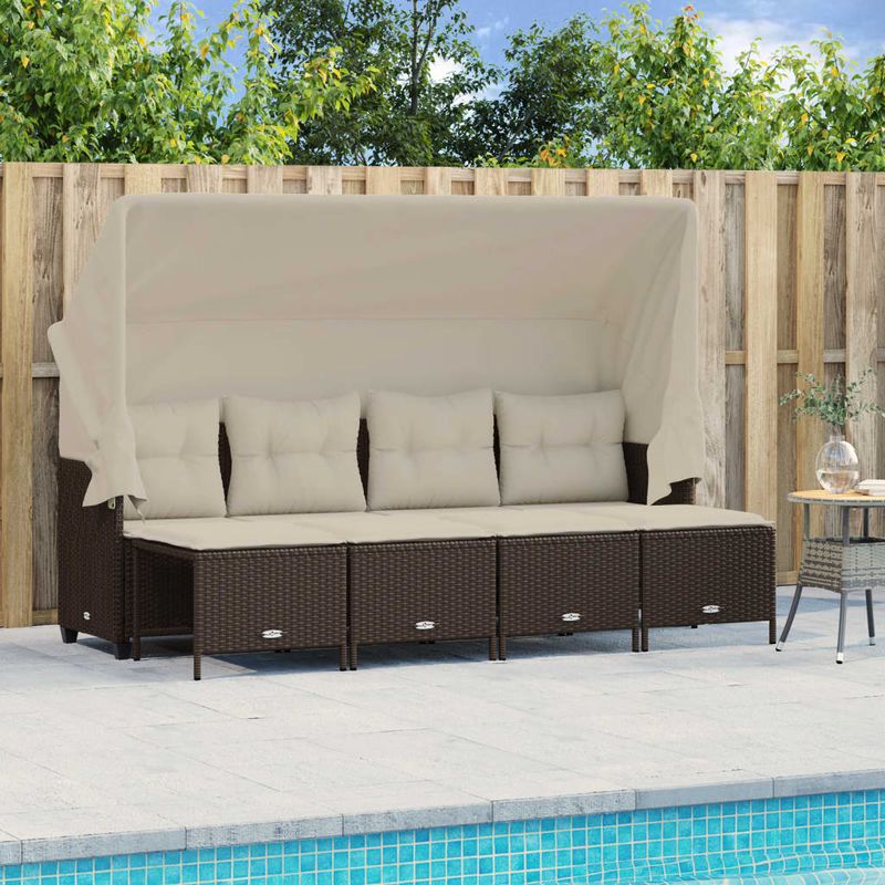 Casa si Gradina - Gradina si terasa - Mobilier exterior - Seturi mobila gradina - Set canapele de gradina cu perne, 5 piese, maro, poliratan - Infinity.ro