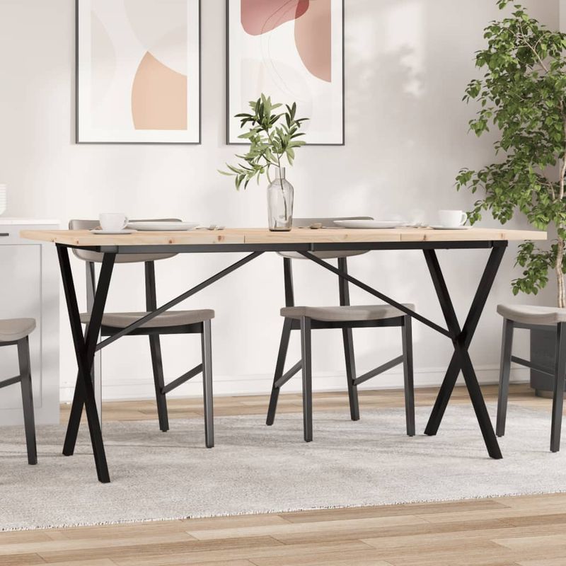 Casa si Gradina - Mobilier - Mese si birouri - Mese bucatarie si dining - Masa bucatarie, cadru X, 160x80x75,5 cm lemn masiv pin si fonta - Infinity.ro