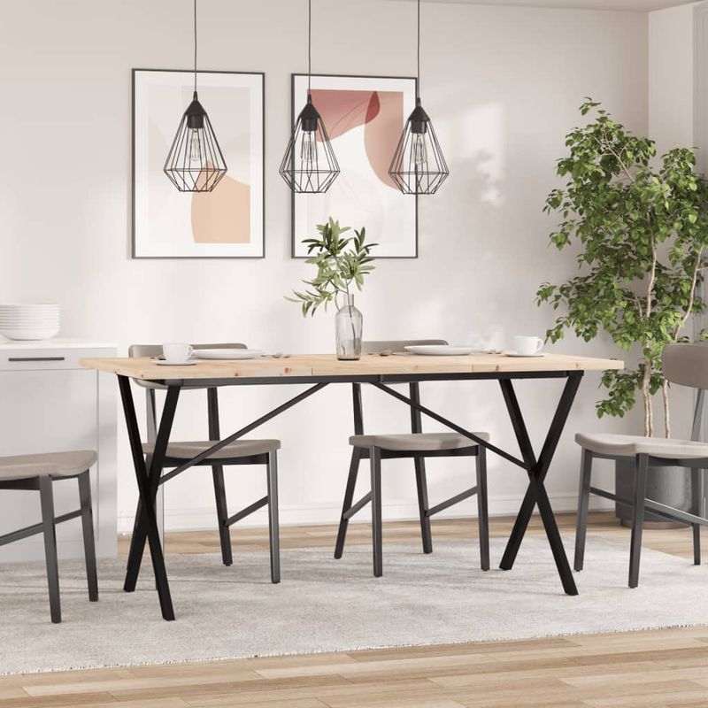 Casa si Gradina - Mobilier - Mese si birouri - Mese bucatarie si dining - Masa bucatarie, cadru X, 160x80x75,5 cm lemn masiv pin si fonta - Infinity.ro