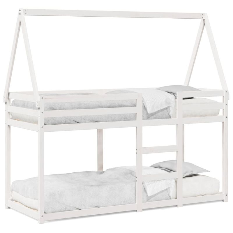Casa si Gradina - Mobilier - Paturi si accesorii - Paturi - Pat supraetajat cu acoperis, alb, 80x200 cm, lemn masiv de pin - Infinity.ro