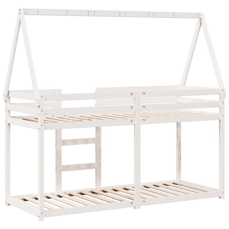 Casa si Gradina - Mobilier - Paturi si accesorii - Paturi - Pat supraetajat cu acoperis, alb, 80x200 cm, lemn masiv de pin - Infinity.ro