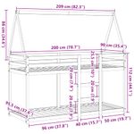 Casa si Gradina - Mobilier - Paturi si accesorii - Paturi - Pat supraetajat cu acoperis, alb, 80x200 cm, lemn masiv de pin - Infinity.ro