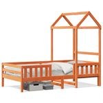 Casa si Gradina - Mobilier - Paturi si accesorii - Paturi - Cadru de pat cu acoperis maro ceruit 100x200 cm lemn masiv pin - Infinity.ro