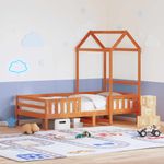 Casa si Gradina - Mobilier - Paturi si accesorii - Paturi - Cadru de pat cu acoperis maro ceruit 100x200 cm lemn masiv pin - Infinity.ro