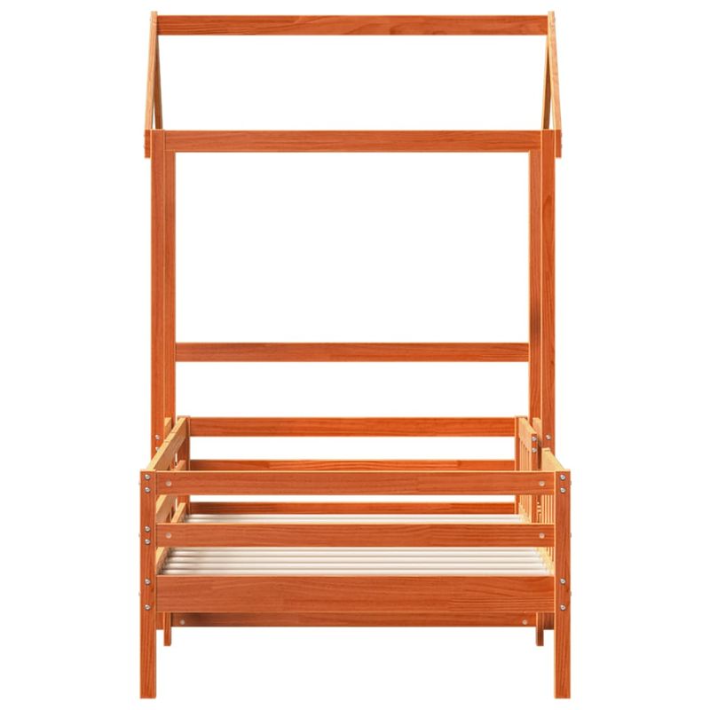 Casa si Gradina - Mobilier - Paturi si accesorii - Paturi - Cadru de pat cu acoperis maro ceruit 100x200 cm lemn masiv pin - Infinity.ro