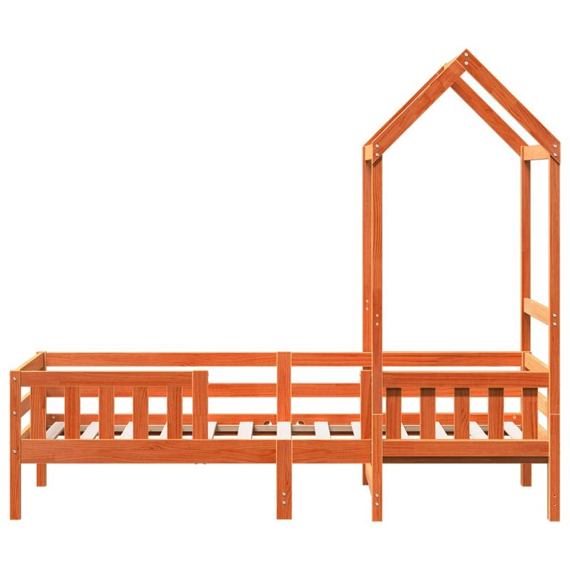 Casa si Gradina - Mobilier - Paturi si accesorii - Paturi - Cadru de pat cu acoperis maro ceruit 100x200 cm lemn masiv pin - Infinity.ro