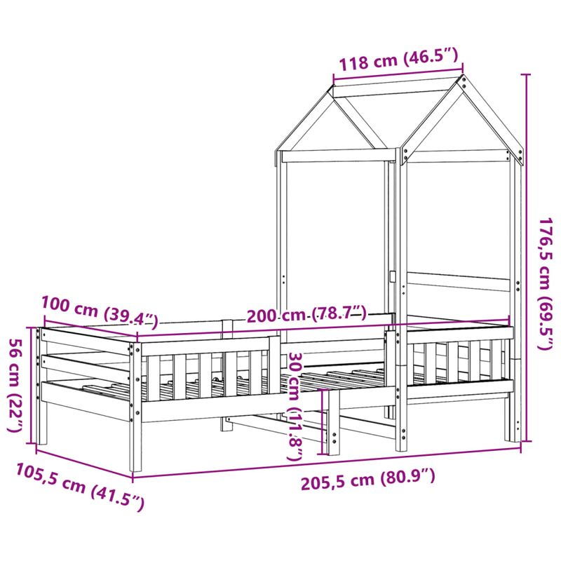 Casa si Gradina - Mobilier - Paturi si accesorii - Paturi - Cadru de pat cu acoperis maro ceruit 100x200 cm lemn masiv pin - Infinity.ro