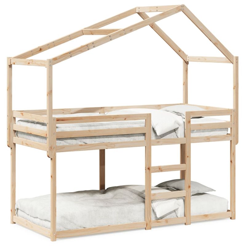 Casa si Gradina - Mobilier - Paturi si accesorii - Paturi - Pat supraetajat cu acoperis, alb, 75x190 cm, lemn masiv de pin - Infinity.ro