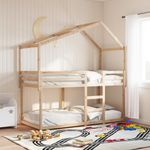 Casa si Gradina - Mobilier - Paturi si accesorii - Paturi - Pat supraetajat cu acoperis, alb, 75x190 cm, lemn masiv de pin - Infinity.ro