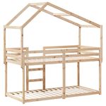 Casa si Gradina - Mobilier - Paturi si accesorii - Paturi - Pat supraetajat cu acoperis, alb, 75x190 cm, lemn masiv de pin - Infinity.ro