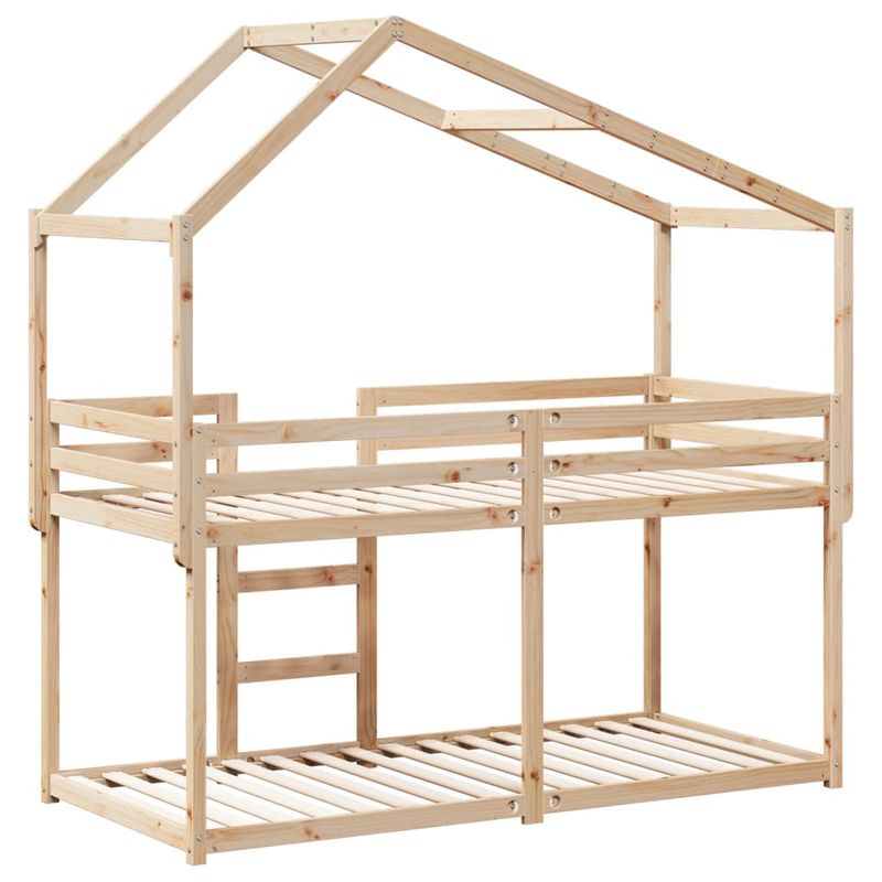 Casa si Gradina - Mobilier - Paturi si accesorii - Paturi - Pat supraetajat cu acoperis, alb, 75x190 cm, lemn masiv de pin - Infinity.ro