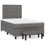 Casa si Gradina - Mobilier - Paturi si accesorii - Paturi - Pat box spring cu saltea, gri, 120x200 cm, piele ecologica - Infinity.ro