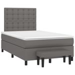 Casa si Gradina - Mobilier - Paturi si accesorii - Paturi - Pat box spring cu saltea, gri, 120x200 cm, piele ecologica - Infinity.ro